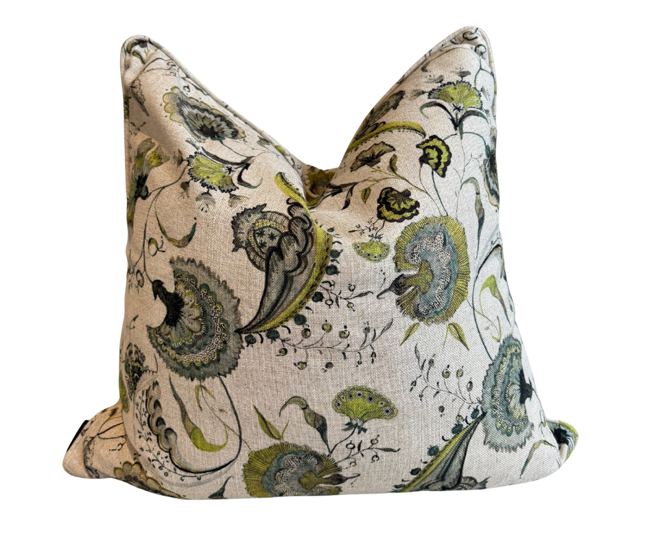 Jaipur Floral Cushion – CHARTREUSE