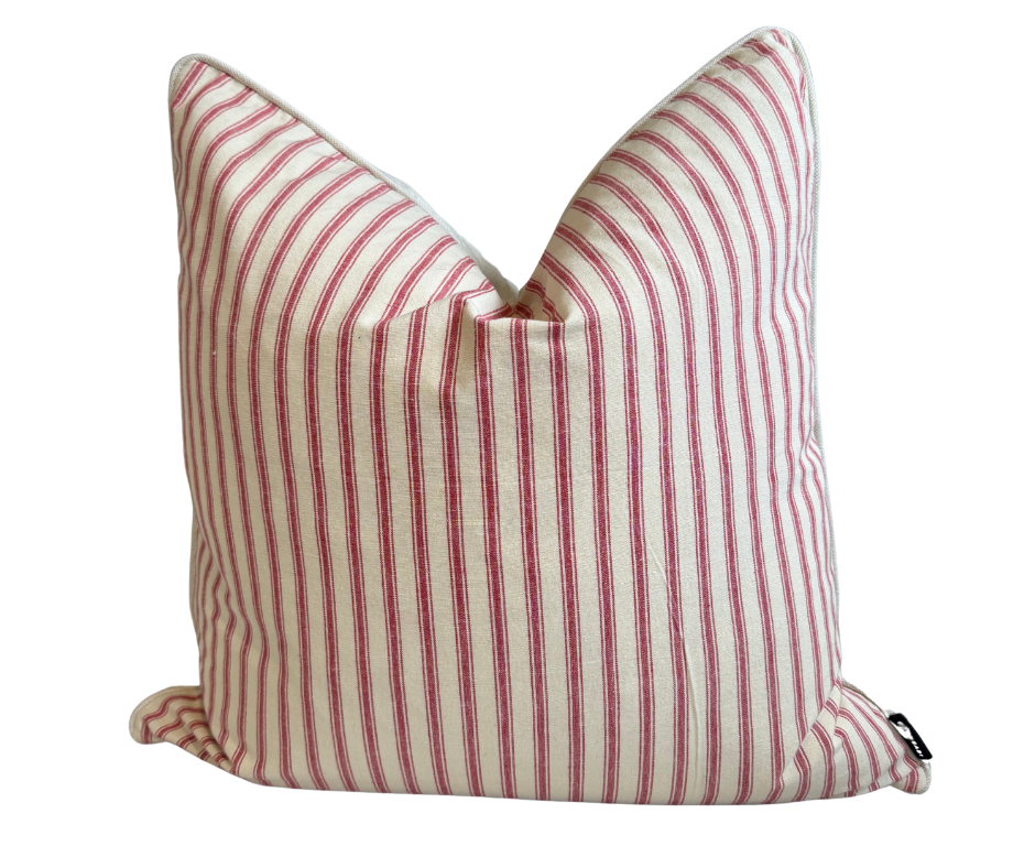 TICKY Cushion – WHITE/RED